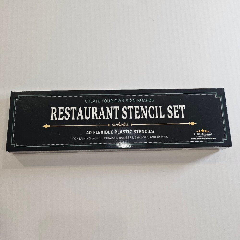 Excello Restaurant Stencil Kit Includes 40Flexible Plastic Stencils